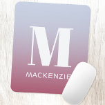 Modern Monogram Initial Name Pink Blue Gradient Mouse Pad<br><div class="desc">Modern typography minimalist monogram initial name design which can be changed to personalize.  White on a pink to blue gradient background.</div>