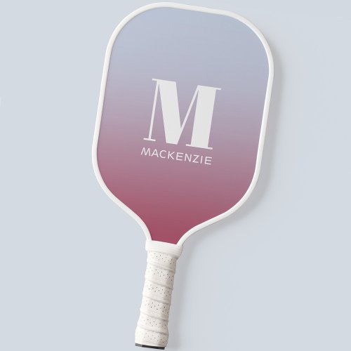 Modern Monogram Initial Name Pink Blue Gradient Pickleball Paddle