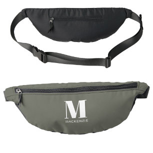 Modern Monogram Initial Name Sage Green Fanny Pack