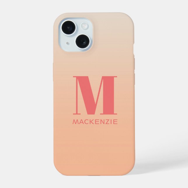 Modern Monogram Initial Name Teal Aqua Gradient Iphone Case (Back)