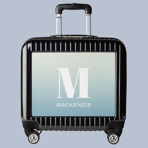 Modern Monogram Initial Name Teal Aqua Gradient Luggage