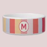 Modern Monogram Initial Pastel Candy Stripe Bowl<br><div class="desc">Eyecatching modern pastel striped design with personalized monogram initial.</div>