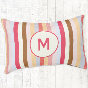 Modern Monogram Initial Pastel Candy Stripe Pet Bed