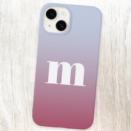 Modern Monogram Initial Pink Blue Gradient Case-Mate iPhone 14 Case