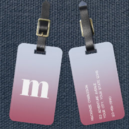 Modern Monogram Initial Pink Blue Gradient Luggage Tag