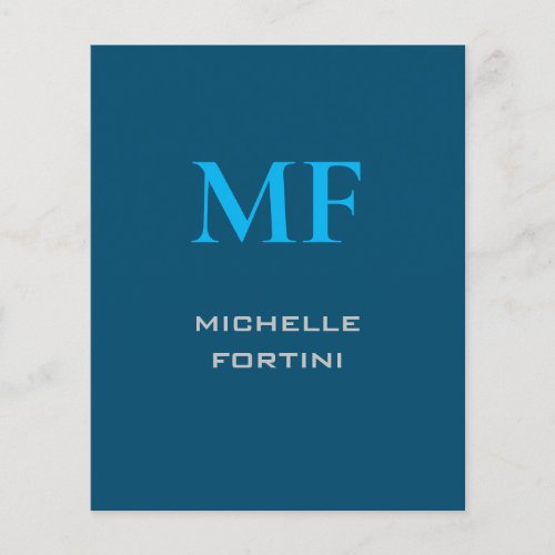 Modern Monogram Initial Plain Sky  Ocean Blue Flyer