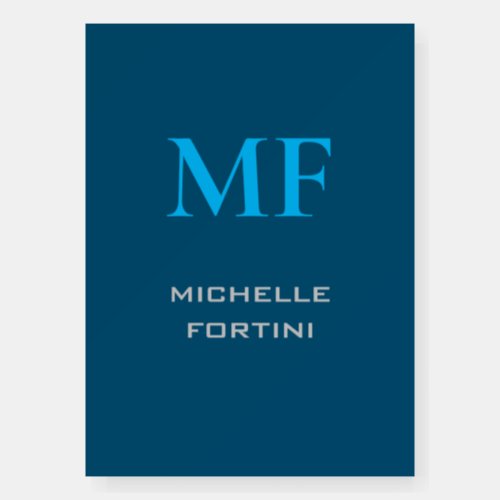 Modern Monogram Initial Plain Sky  Ocean Blue Foam Board