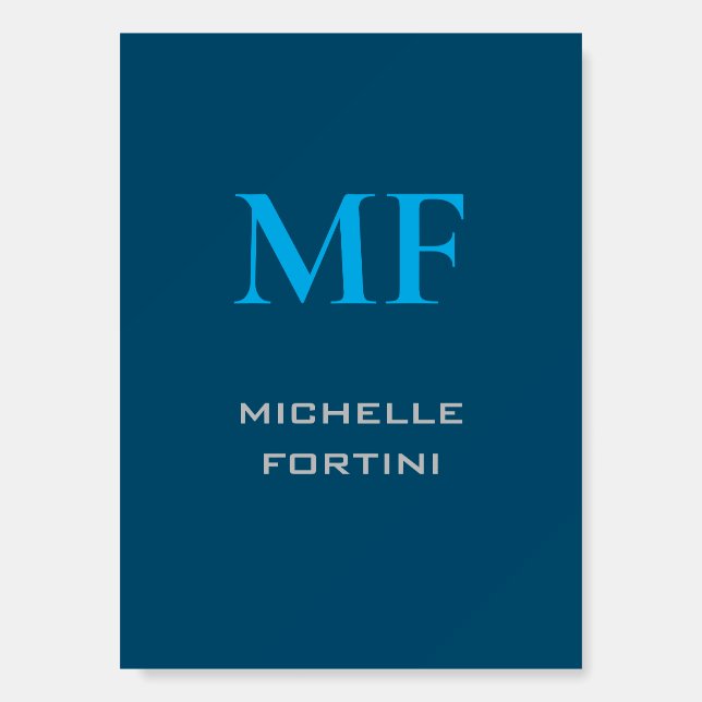 Modern Monogram Initial Plain Sky & Ocean Blue Foam Board (Front)