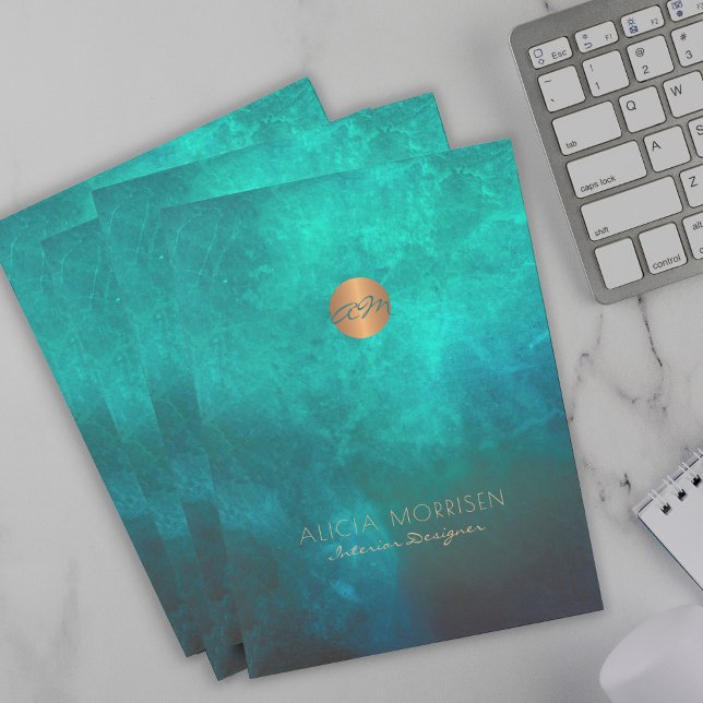 Modern monogram initial professional gold green pocket folder (Creator Uploaded)