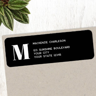 Modern Monogram Initial Return Address Label