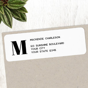 Modern Monogram Initial Return Address Label