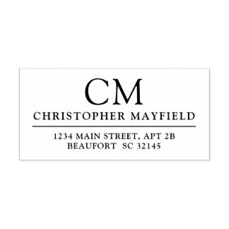Modern Monogram Initial Return Address Rubber S Stamp