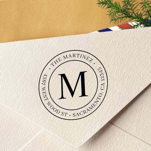 Modern Monogram Initial Return Address Self_inking Stamp