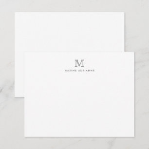Modern Monogram Initial Silver Gray Note Card