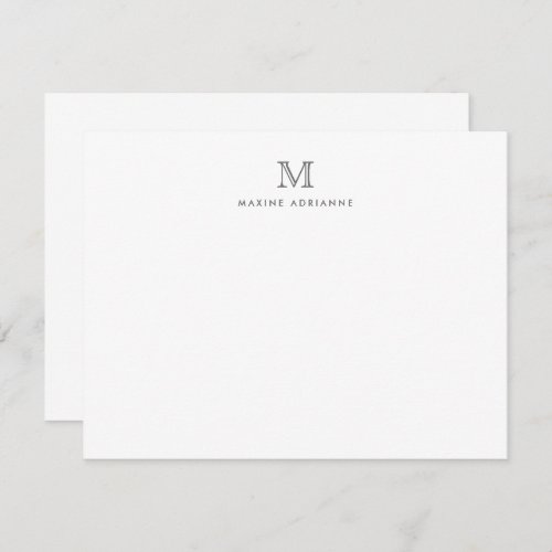 Modern Monogram Initial Silver Gray Note Card