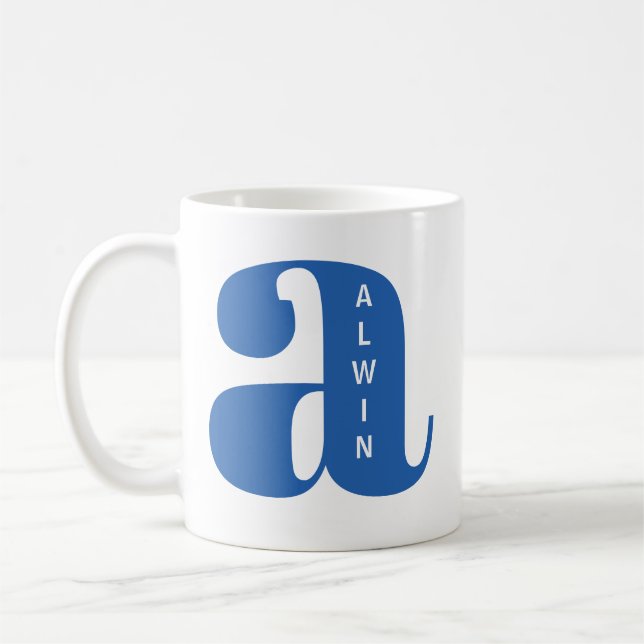 Modern Monogram Initial with customised name Coffee Mug (Left)