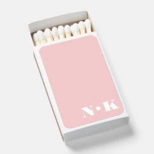 Modern Monogram Initials Blush Pink Custom Wedding Matchboxes