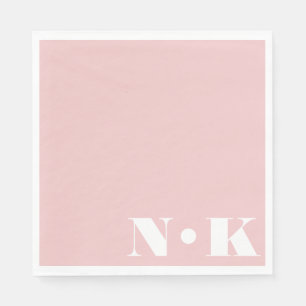 Modern Monogram Initials Blush Pink Custom Wedding Napkins
