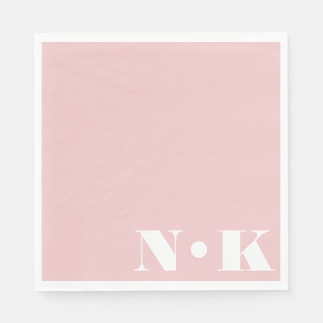 Modern Monogram Initials Blush Pink Custom Wedding Napkins (Front)