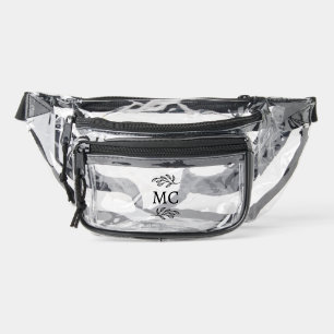 Modern Monogram Initials Botanical Line Art Clear Fanny Pack