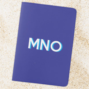 Modern Monogram Initials Drop Shadow Blue Passport Holder