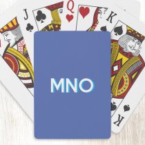 Modern Monogram Initials Drop Shadow Blue Poker Cards