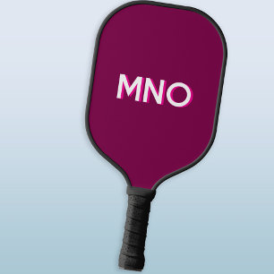 Modern Monogram Initials Drop Shadow Cherry Pink Pickleball Paddle