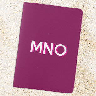 Modern Monogram Initials Drop Shadow Dark Cherry Passport Holder