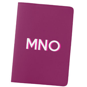 Modern Monogram Initials Drop Shadow Dark Cherry Passport Holder