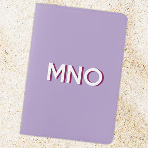 Modern Monogram Initials Drop Shadow Pastel Lilac Passport Holder