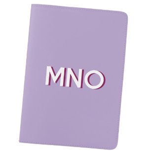 Modern Monogram Initials Drop Shadow Pastel Lilac Passport Holder