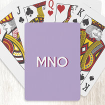 Modern Monogram Initials Drop Shadow Pastel Lilac Poker Cards