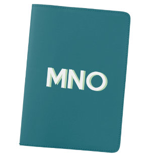 Modern Monogram Initials Drop Shadow Teal Green Passport Holder