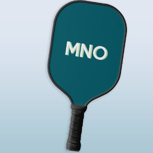 Modern Monogram Initials Drop Shadow Teal Green Pickleball Paddle