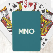 Modern Monogram Initials Drop Shadow Teal Green Poker Cards