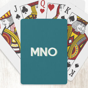 Modern Monogram Initials Drop Shadow Teal Green Poker Cards
