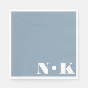 Modern Monogram Initials Dusty Blue Custom Wedding Napkins
