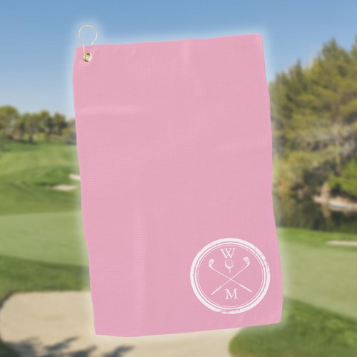 Modern Monogram Initials  Feminine Pink Golf Towel