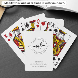 Modern Monogram Initials Logo White Poker Cards