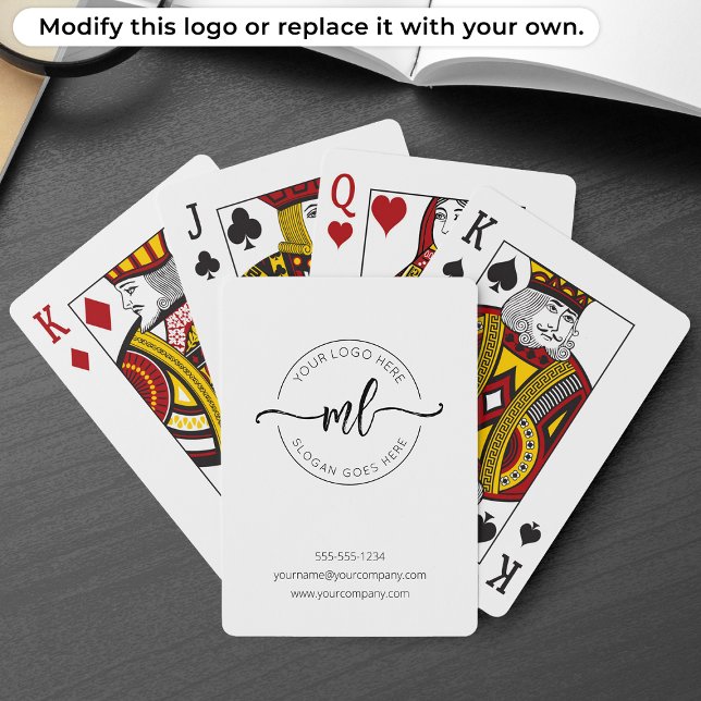 Modern Monogram Initials Logo White Poker Cards (Creator Uploaded)