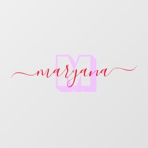 Modern Monogram Initials & Name, Girly Script Wall Decal