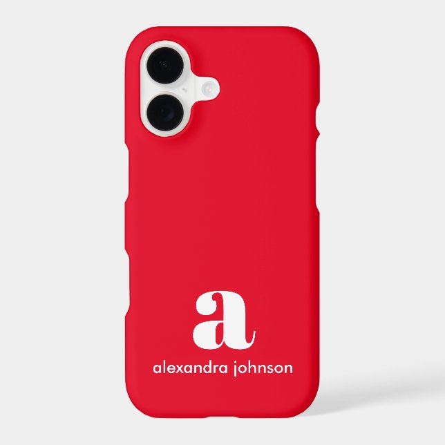 Modern Monogram Initials Name Simple Red Case-Mate iPhone Case (Back)