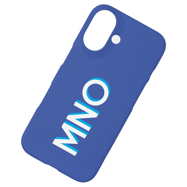 Modern Monogram Initials Personalized Case-Mate iPhone Case (Personalized monogram initials modern drop shadow typography cell phone case in blue)