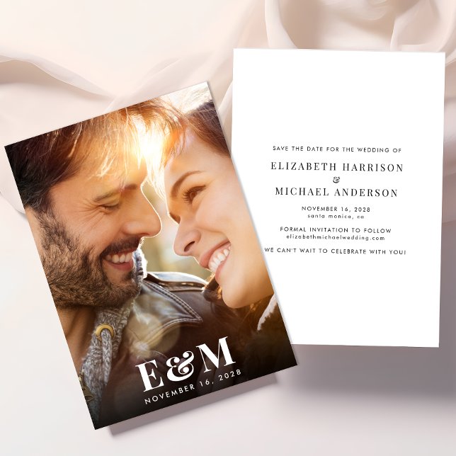 Modern Monogram Initials Photo Overlay Save The Date (Creator Uploaded)