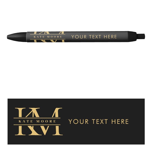 Modern Monogram Initials Professional Black Gold Pen (Modern Monogram Initials Professional Black Gold Pen)