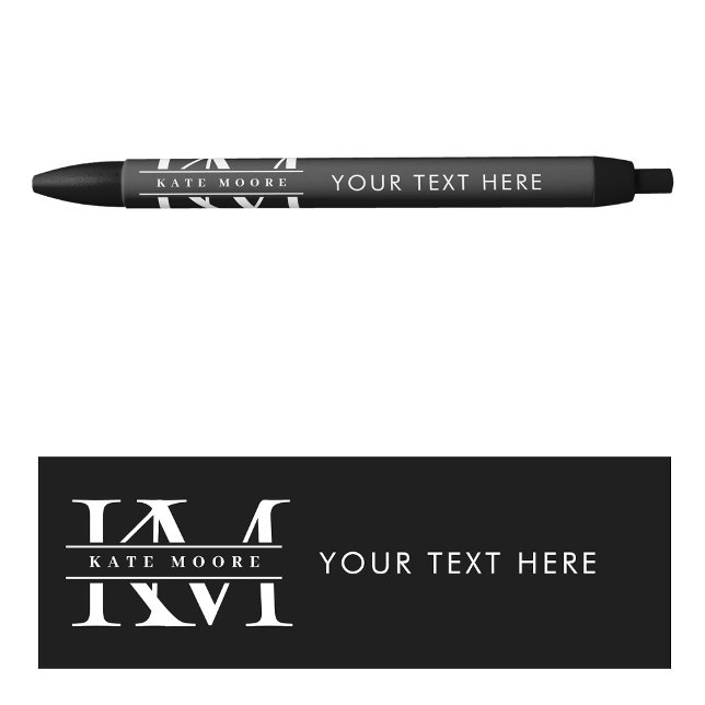 Modern Monogram Initials Professional Black White Pen (Modern Monogram Initials Professional Black White Pen)