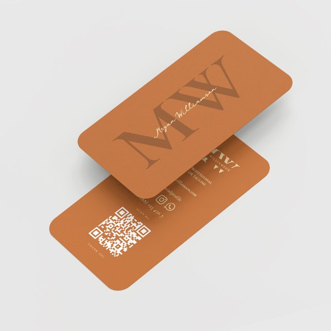 Modern Monogram Initials Professional Dusty Orange Business Card (Modern Monogram Initials Professional Dusty Orange Business Card
)