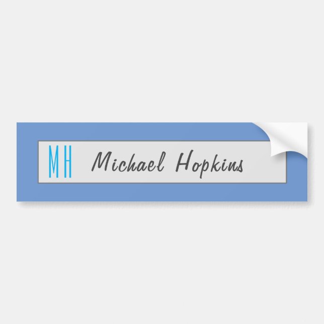 Modern Monogram Initials Professional Plain Simple Bumper Sticker (Front)