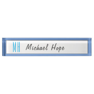 Modern Monogram Initials Professional Plain Simple Desk Name Plate