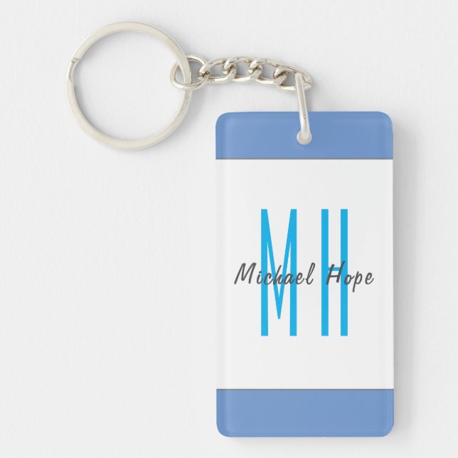 Modern Monogram Initials Professional Plain Simple Keychain (Front)
